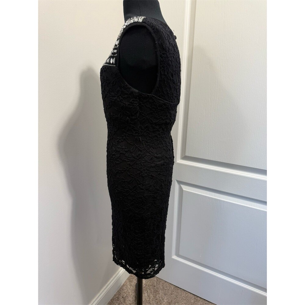 B. Darlin Dress Womens Juniors 7/8 Black Lace Sheath Cocktail Knee Length - Picture 4 of 10